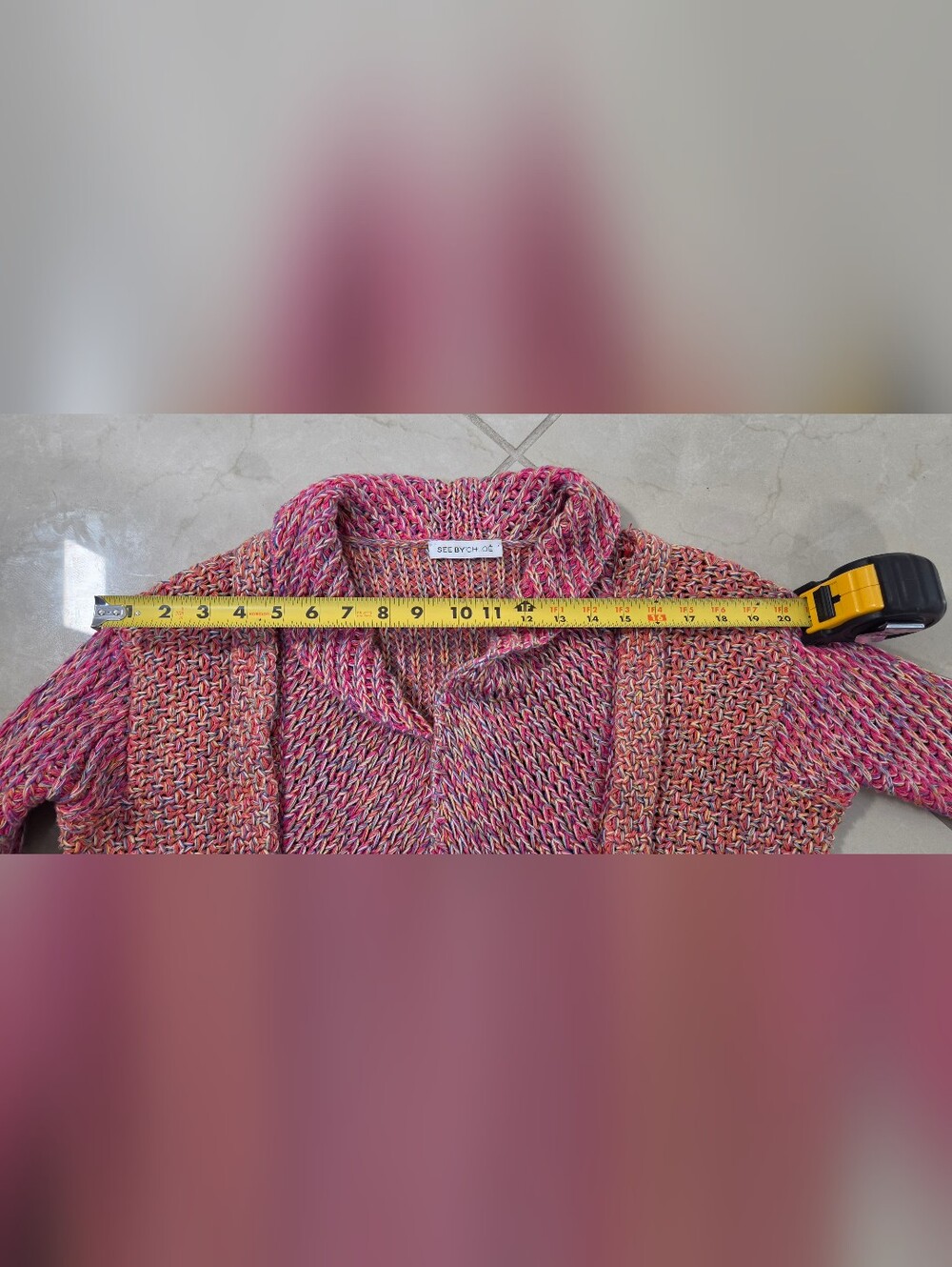 See by Chloé Cardigan US 4 M Pink Boho Luxe Maximalist Artsy Y2K Festival - Picture 12 of 13